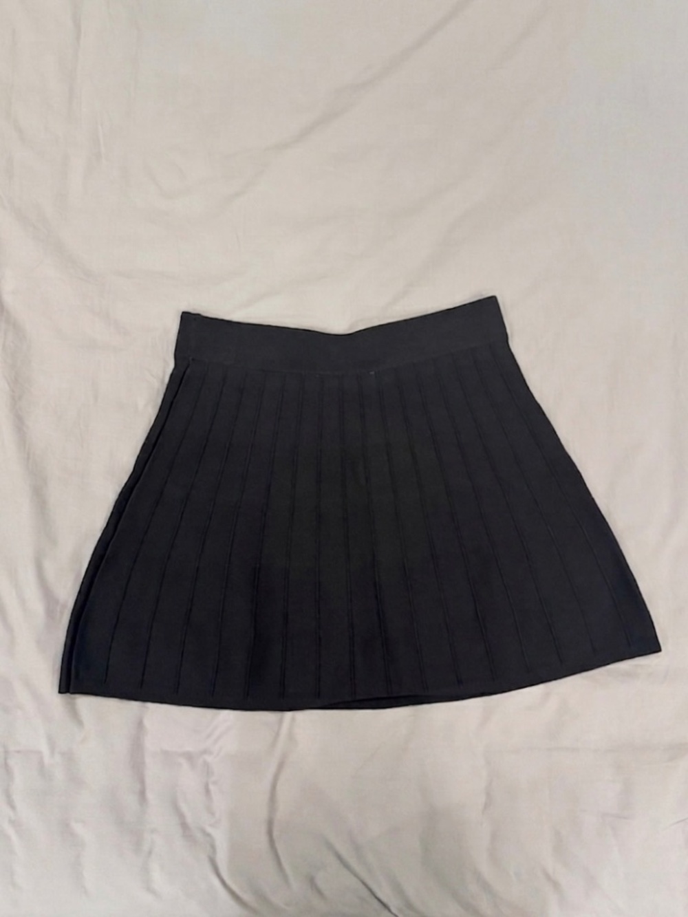 Oak & Fort Black Pleated Ribbed Mini Skirt Size XS